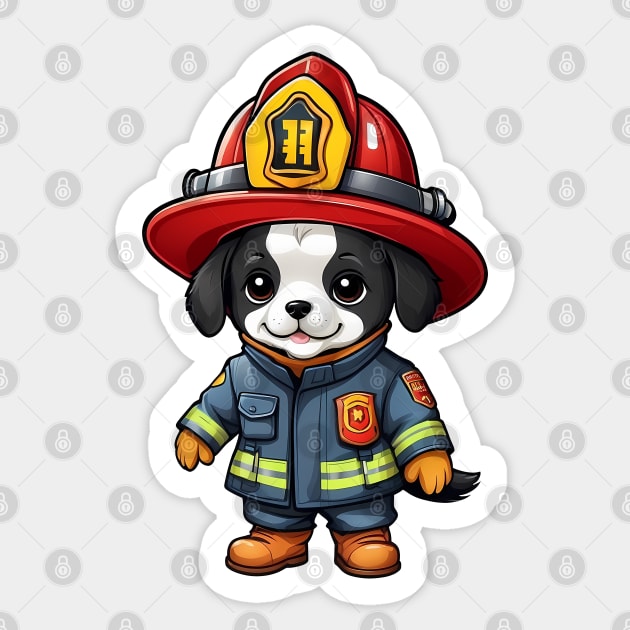 Adorable Cute Firefighter Dog Sticker by Leon Star Shop